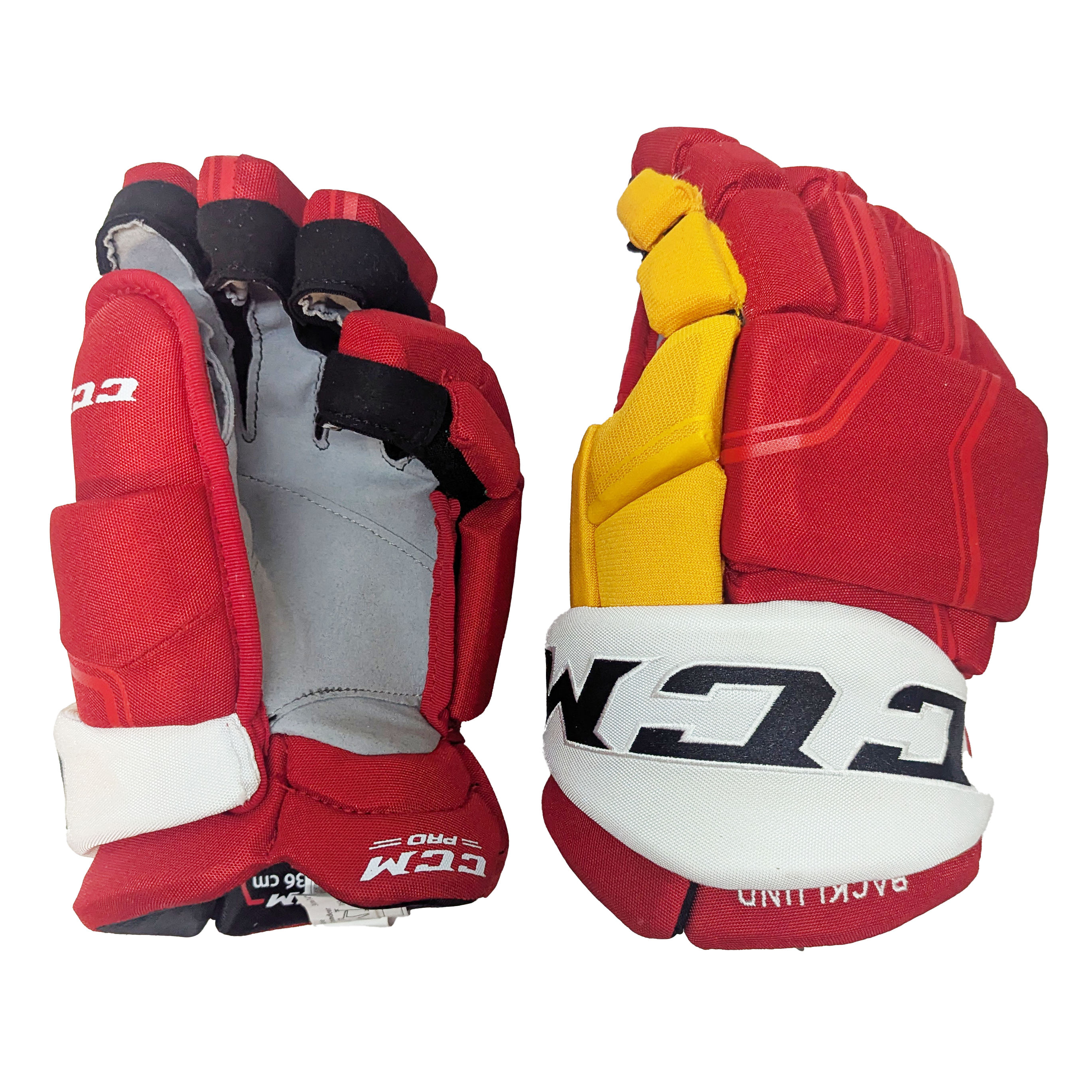 CCM HGQLPP - Gant NHL Pro Stock - Mikael Backlund (Rouge/Jaune/Blanc)